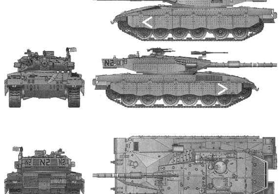 Танк Merkava Mk.3 `Baz` - чертежи, габариты, рисунки